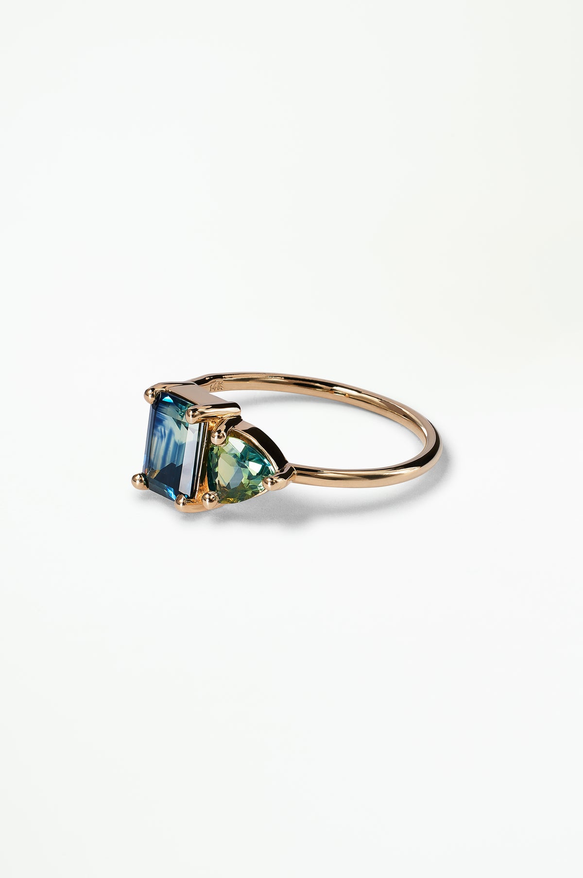Emerald And Trillion Cut Sapphire Mosaic Ring No. 45