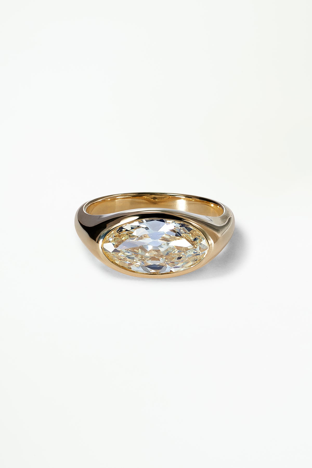Moval Cut Diamond Soft Signet Ring No. 64