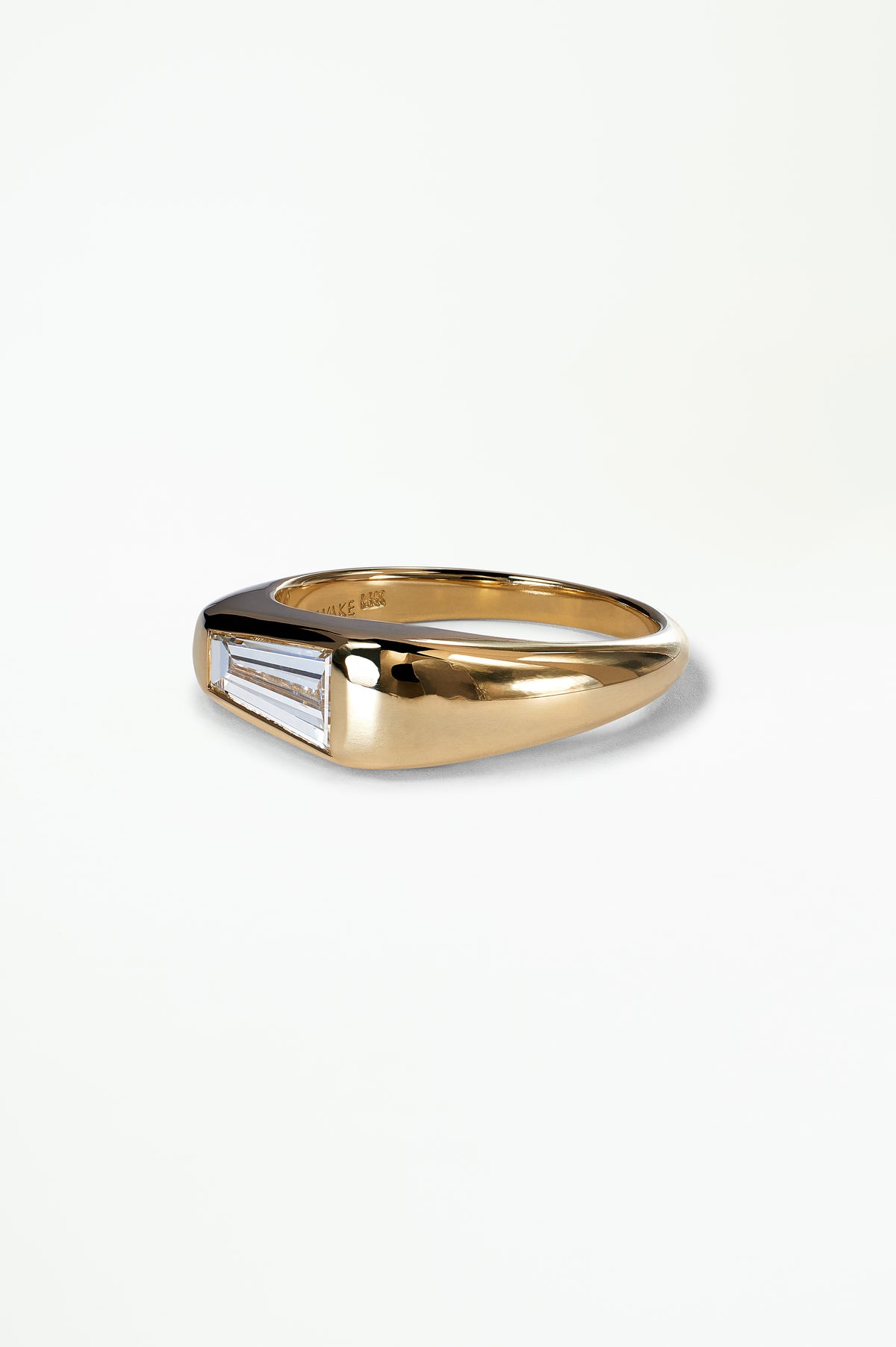 Tapered Baguette Cut Diamond Soft Signet Ring No. 65