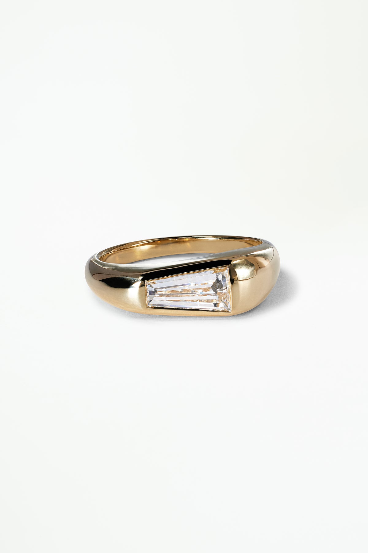 Tapered Baguette Cut Diamond Soft Signet Ring No. 65