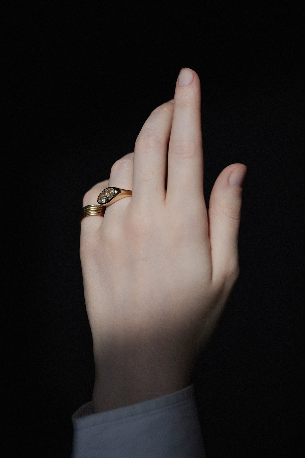 Moval Cut Diamond Soft Signet Ring No. 64