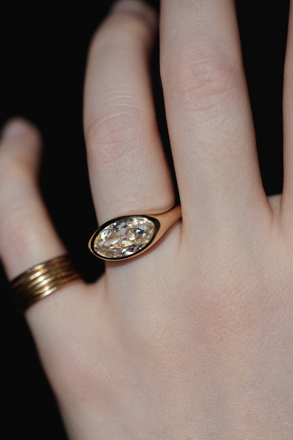 Moval Cut Diamond Soft Signet Ring No. 64