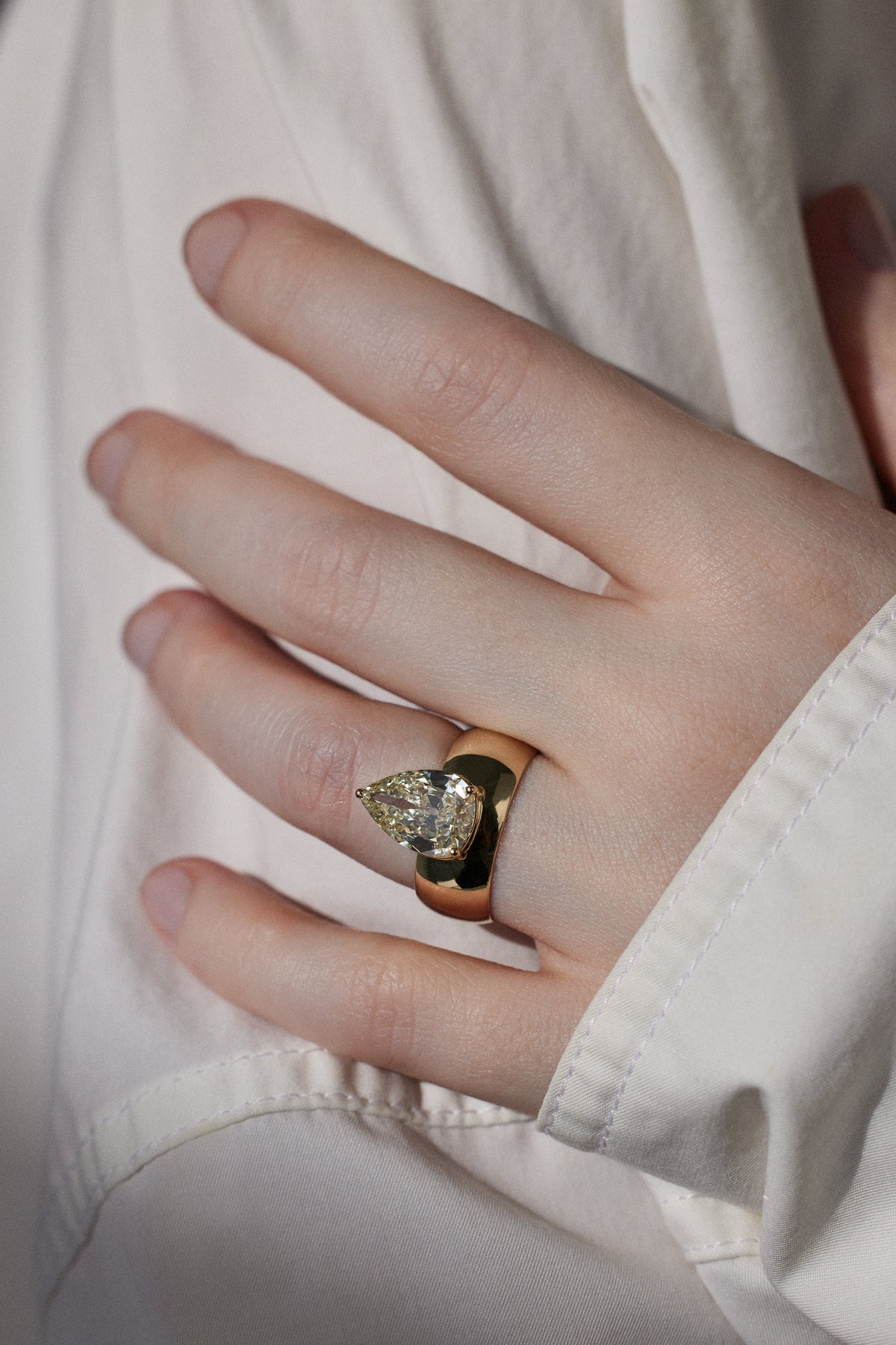 Vintage Pear Cut Diamond Dome Monolith Ring No. 44