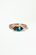 Hexagon Cut Sapphire Ridge Solitaire Ring