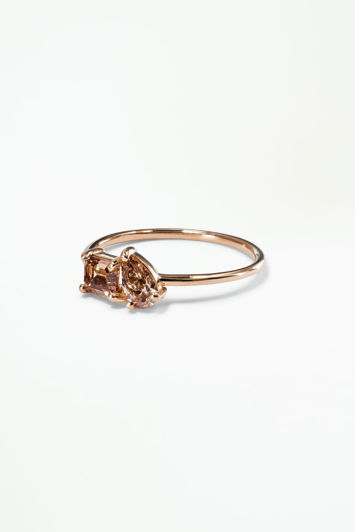 Emerald and Pear Cut Champagne Diamond Mosaic Ring No. 9