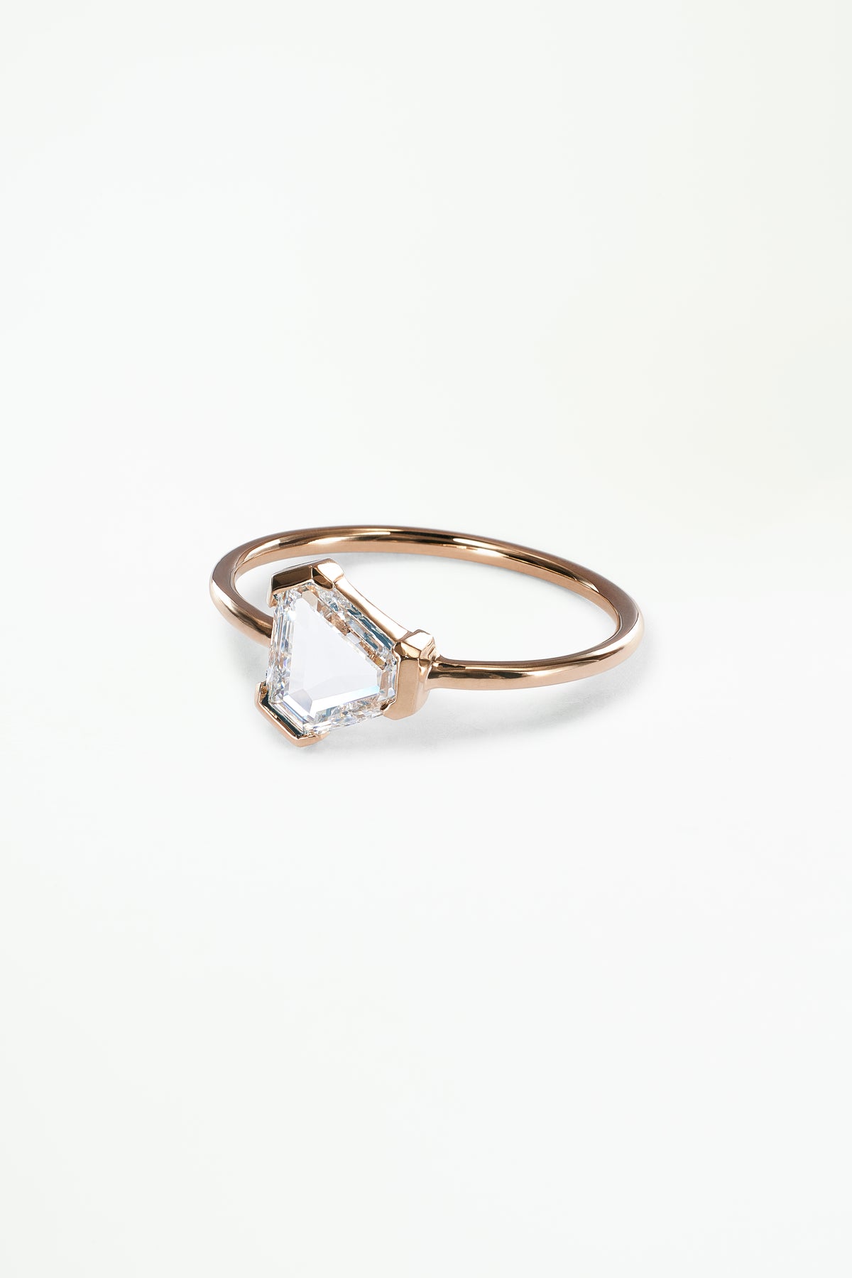 Triangular Step Cut White Diamond Solitaire Ring No. 2