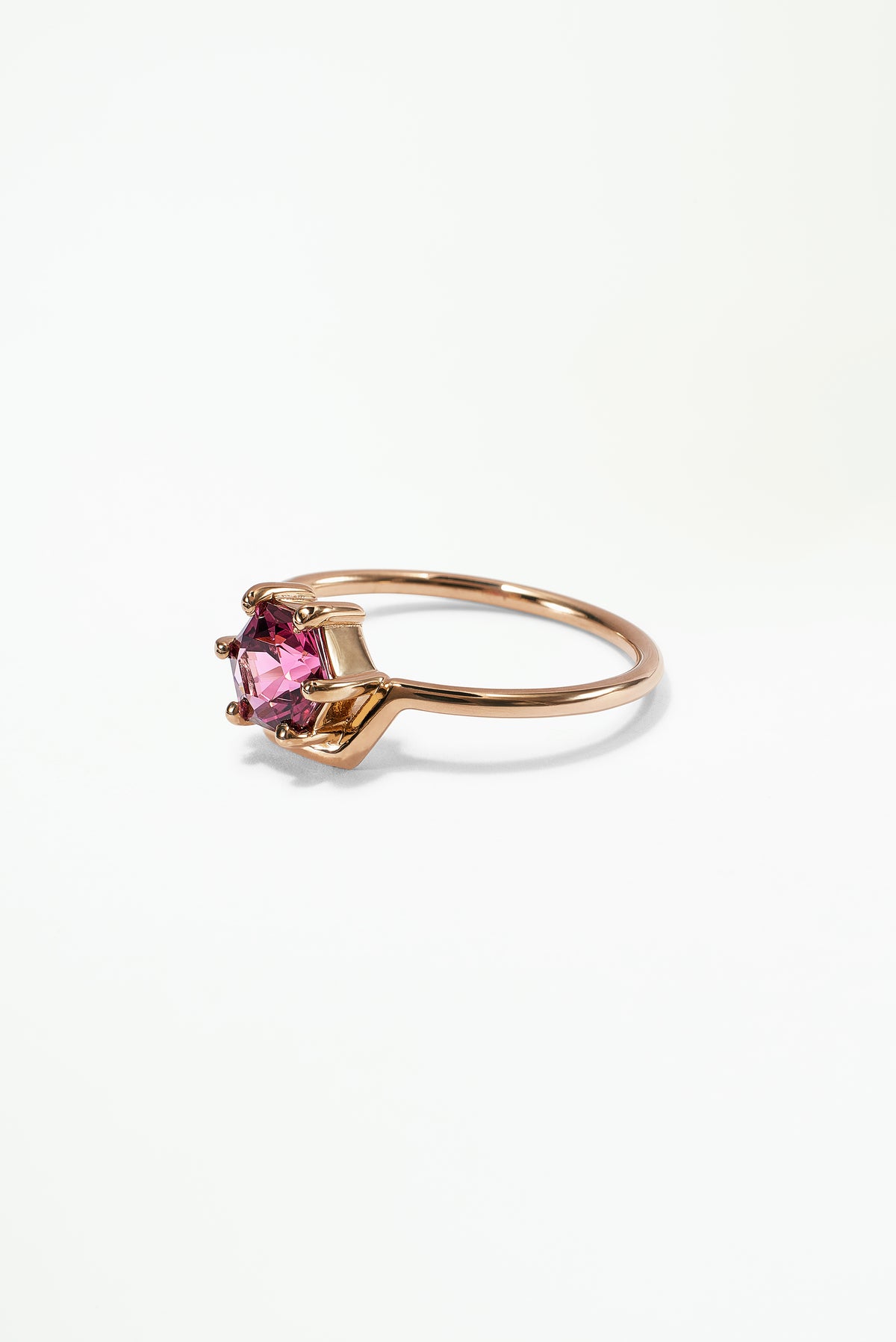 Hexagon Cut Garnet Nestled Ring No. 7