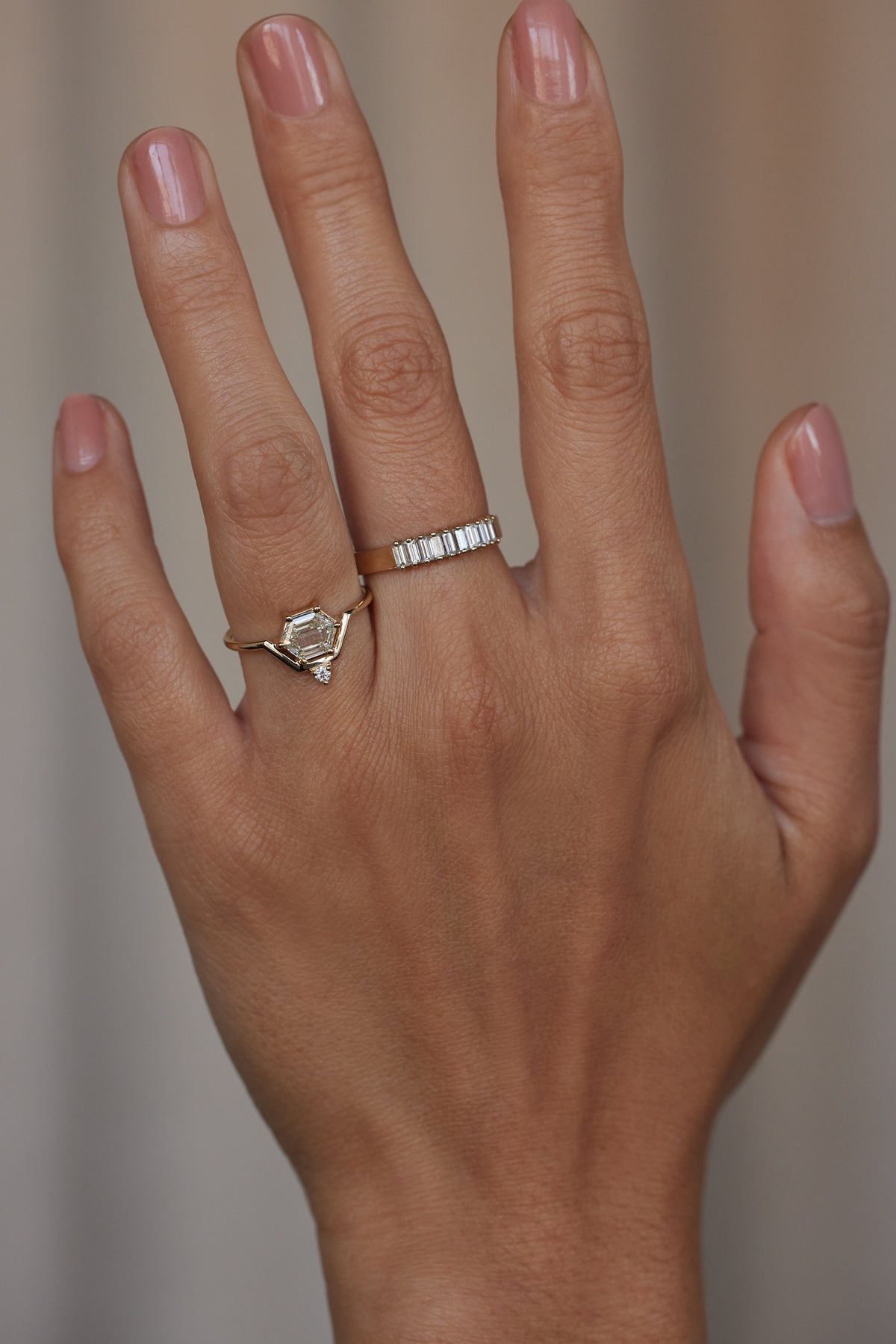 Hexagon Cut Diamond Nestled Ring No. 20