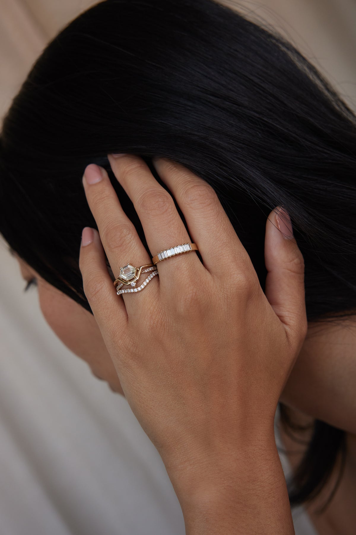 Hexagon Cut Diamond Nestled Ring No. 20