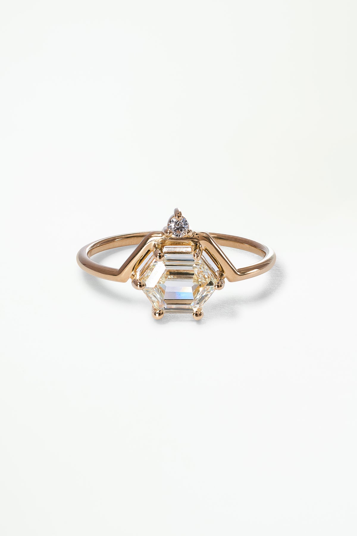 Hexagon Cut Diamond Nestled Ring No. 20