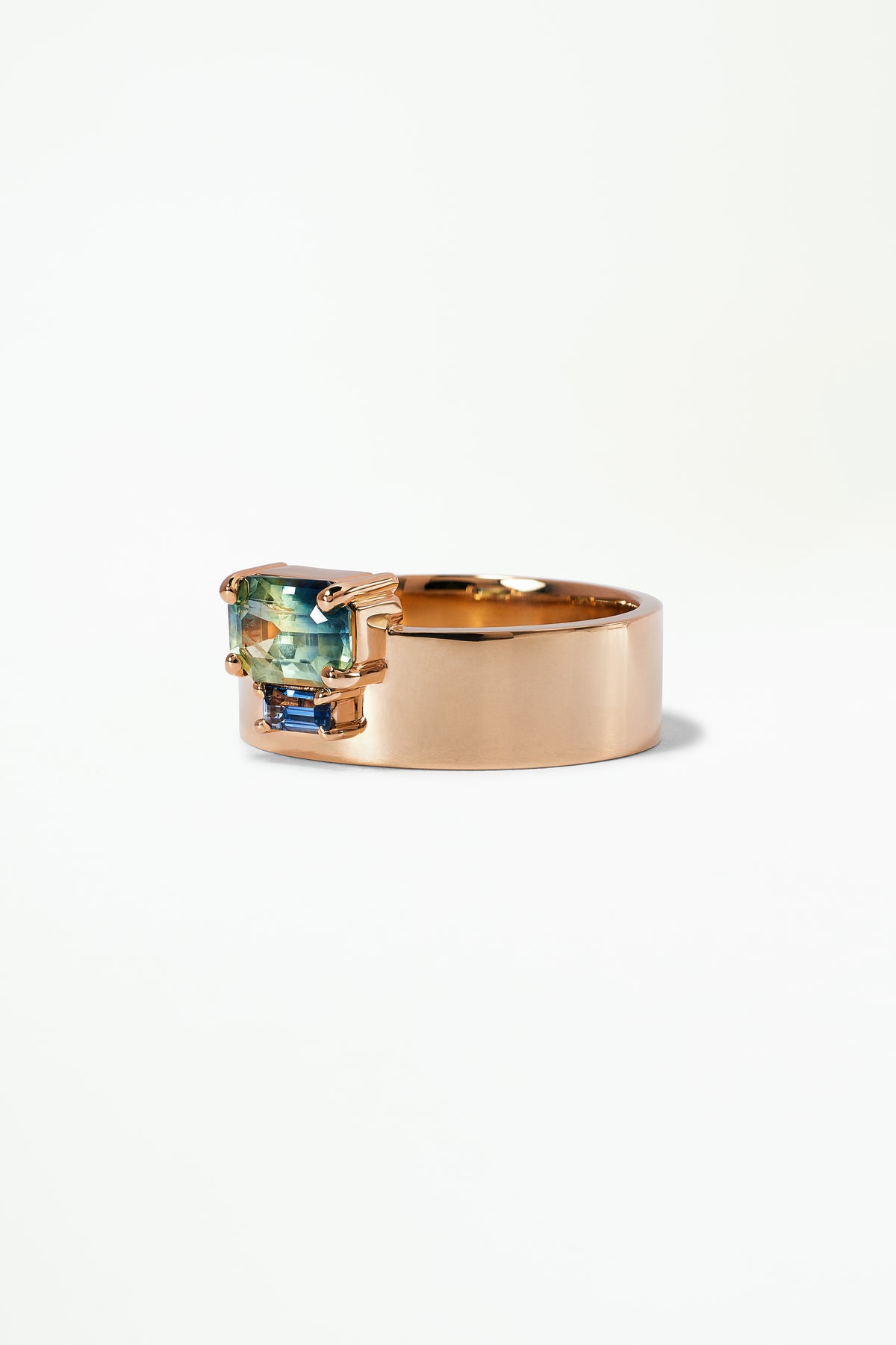 Emerald and Baguette Cut Sapphire Bricolage Ring No. 15