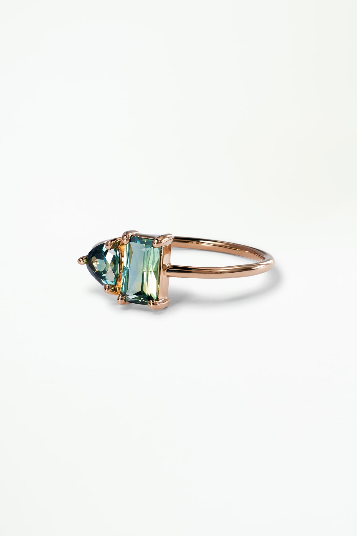Emerald And Trillion Cut Sapphire Mosaic Ring No. 44