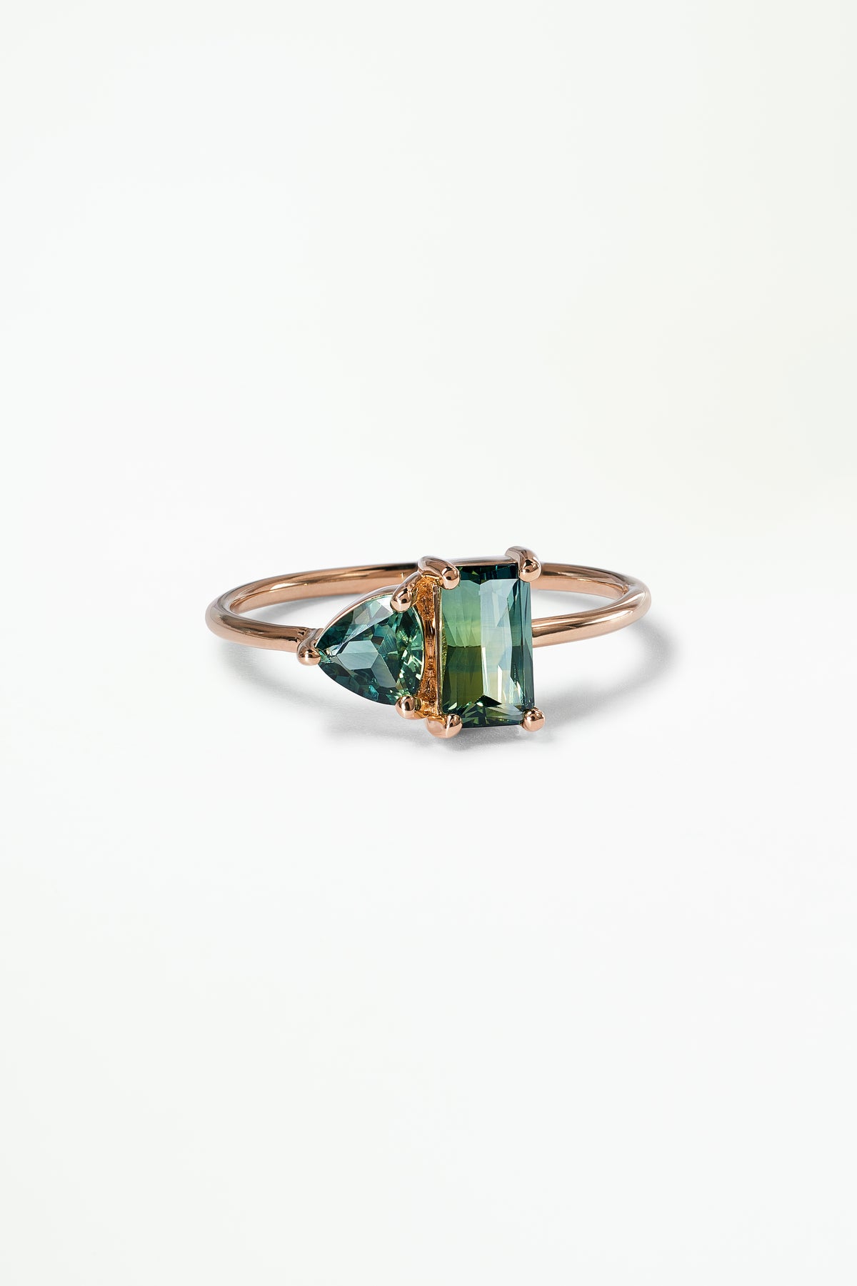 Emerald And Trillion Cut Sapphire Mosaic Ring No. 44