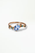 Oval Cut Sapphire and Tourmaline Organic Crossover Ring