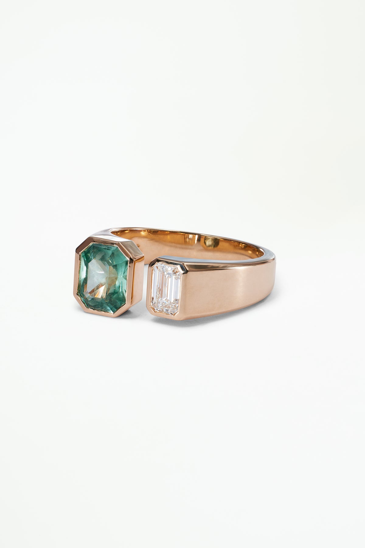 Emerald Cut Sapphire Dyad Signet Ring No. 19