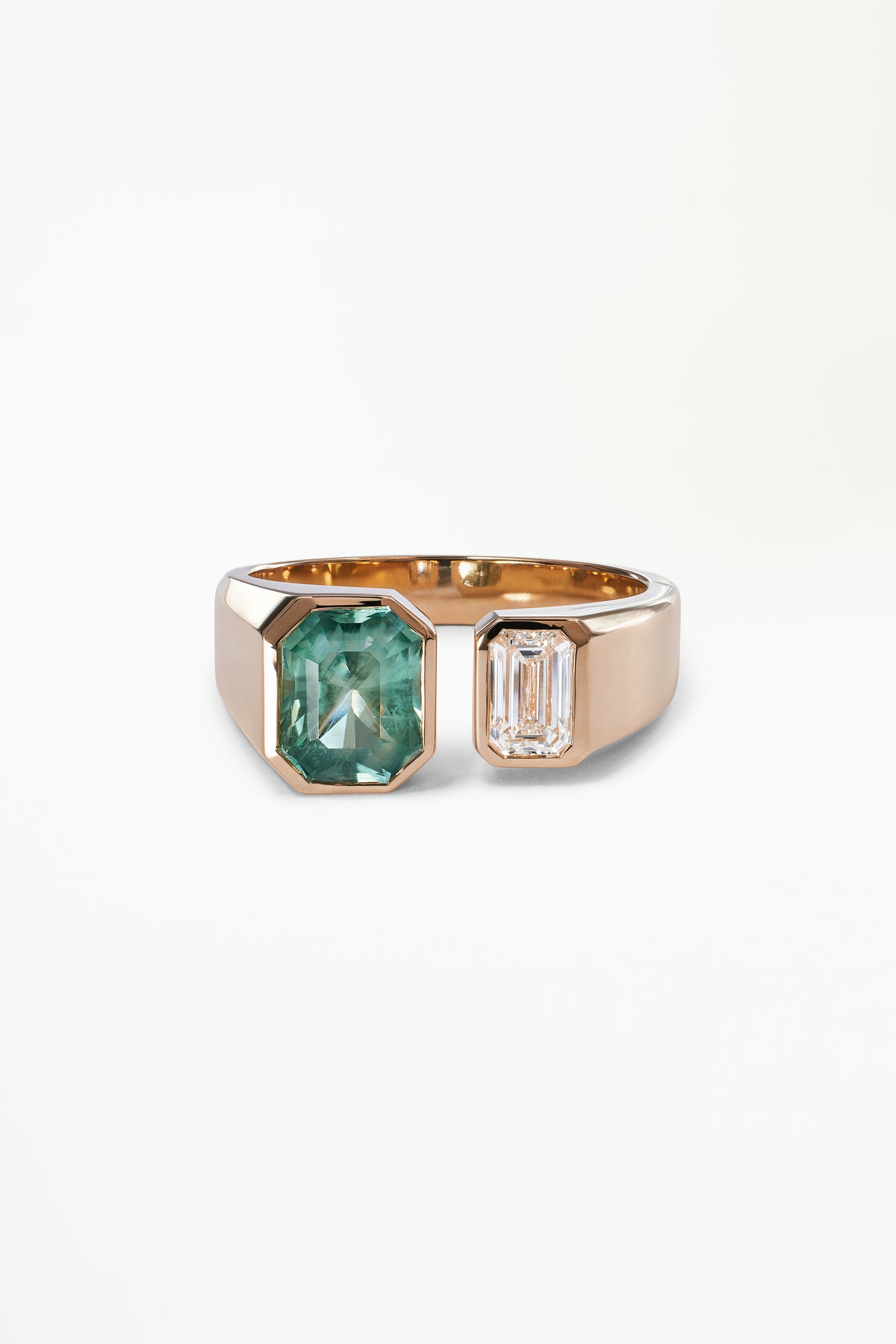 Emerald Cut Sapphire Dyad Signet Ring No. 19