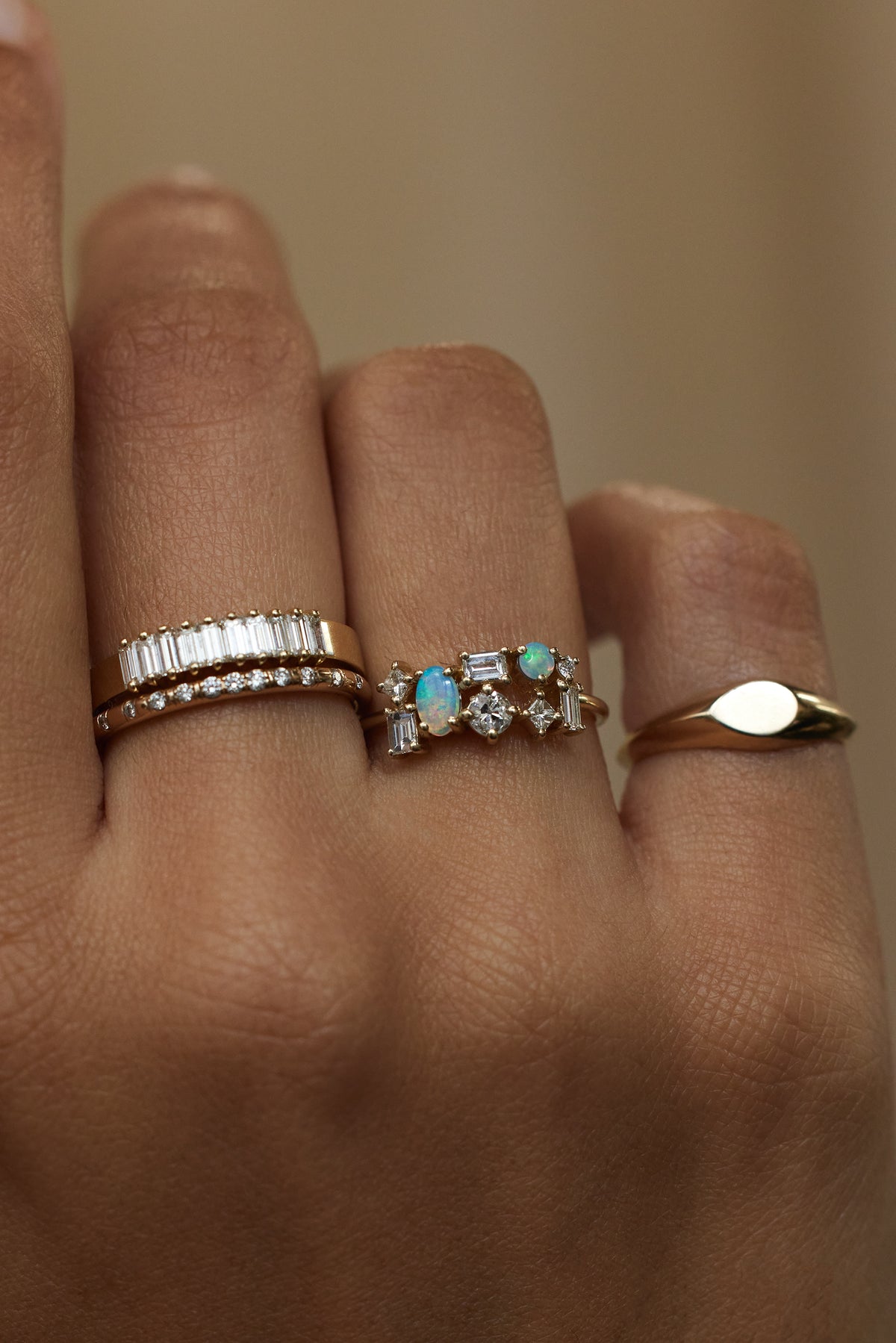 Diamond and Opal Mosaic Ring No. 32