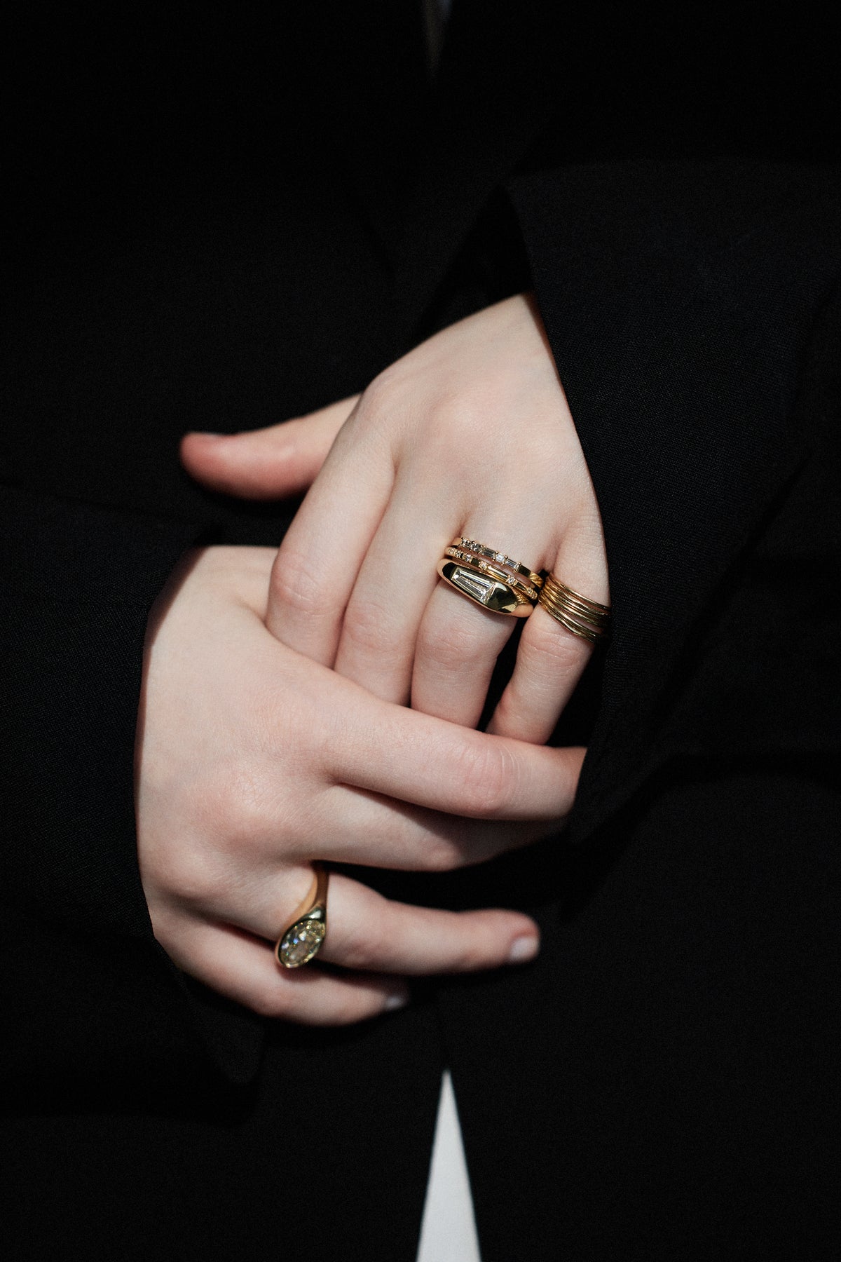 Tapered Baguette Cut Diamond Soft Signet Ring No. 65