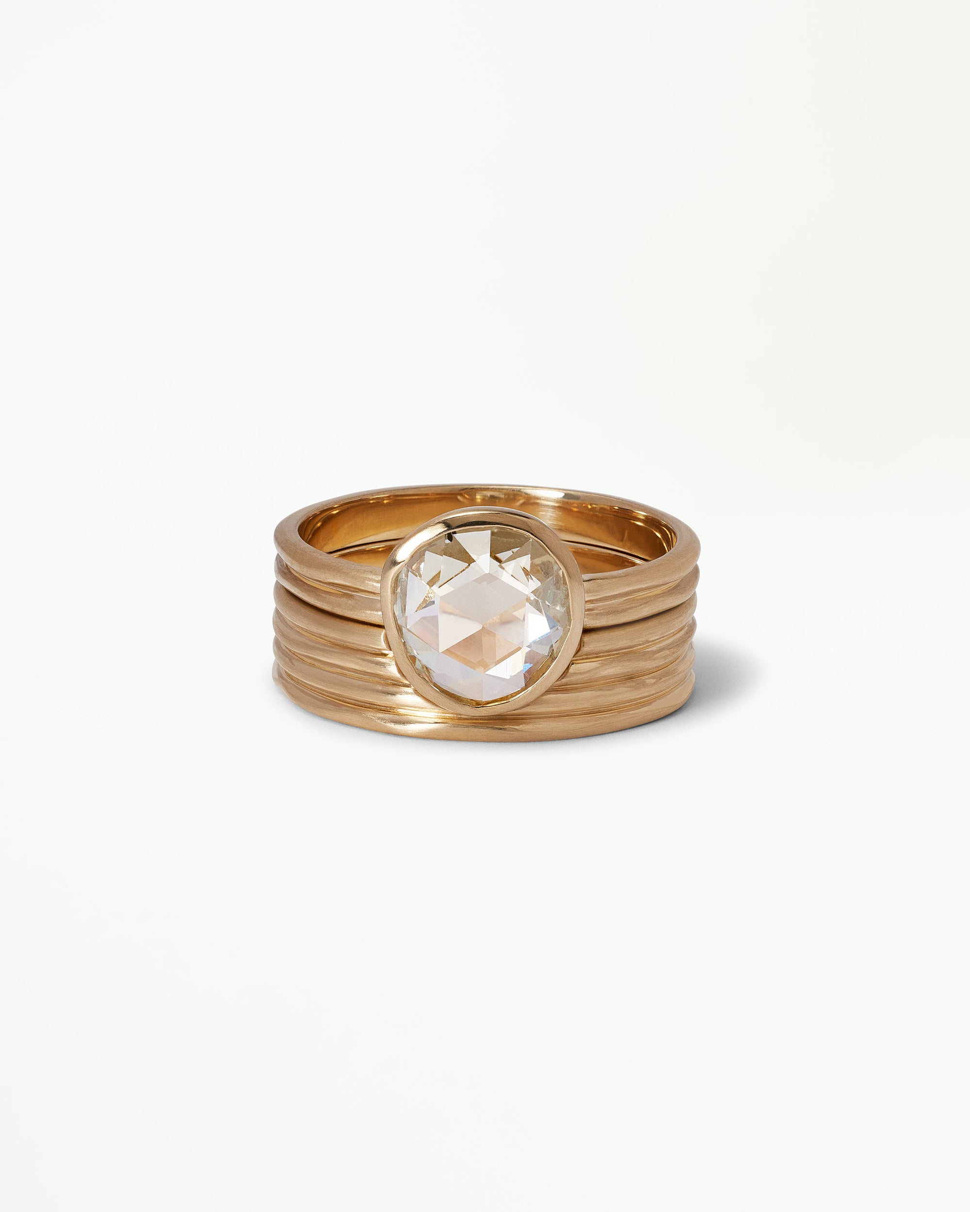 Antique Rose Cut Diamond Ridge Ring Set
