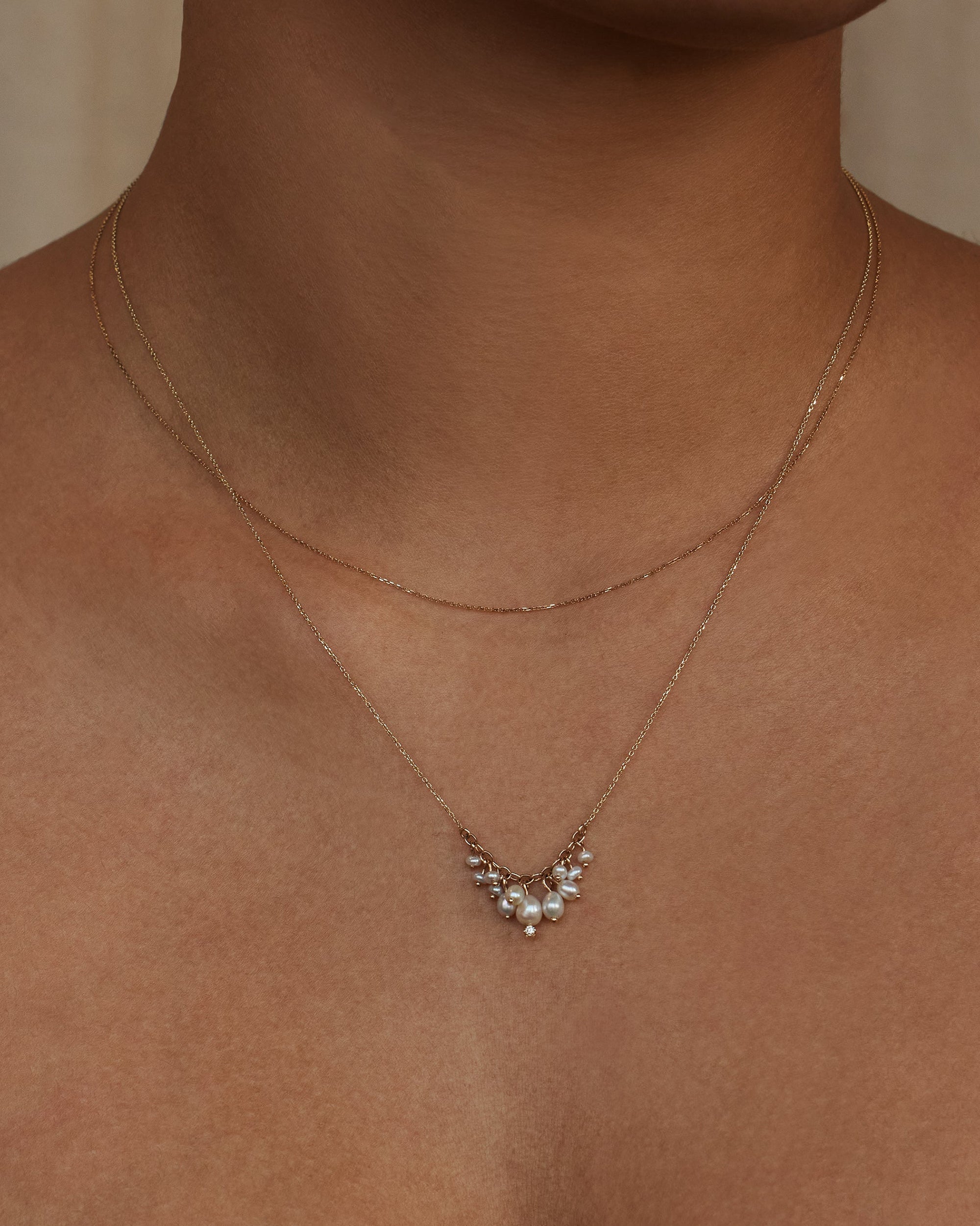 Diamond and Pearl Shadow Necklace
