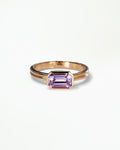 Emerald Cut Gemstone Ridge Solitaire Ring