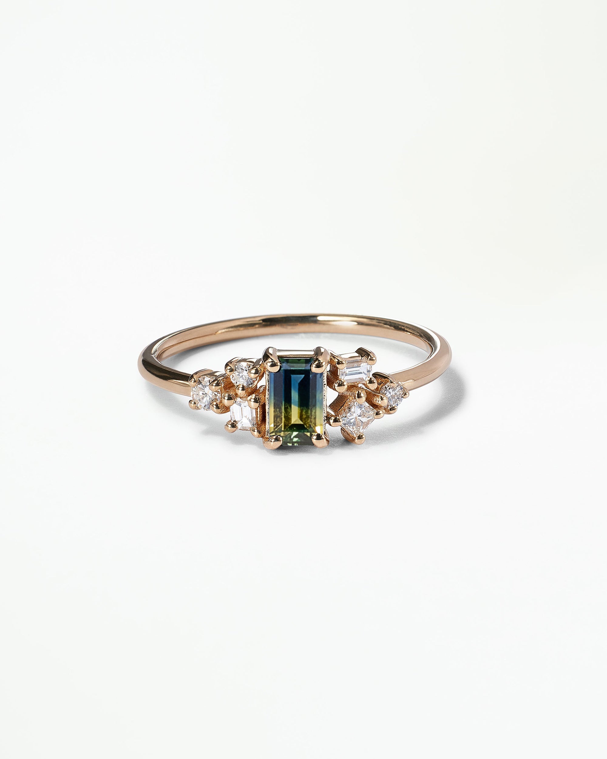 Emerald Cut Sapphire and Diamond Mosaic Ring No. 38