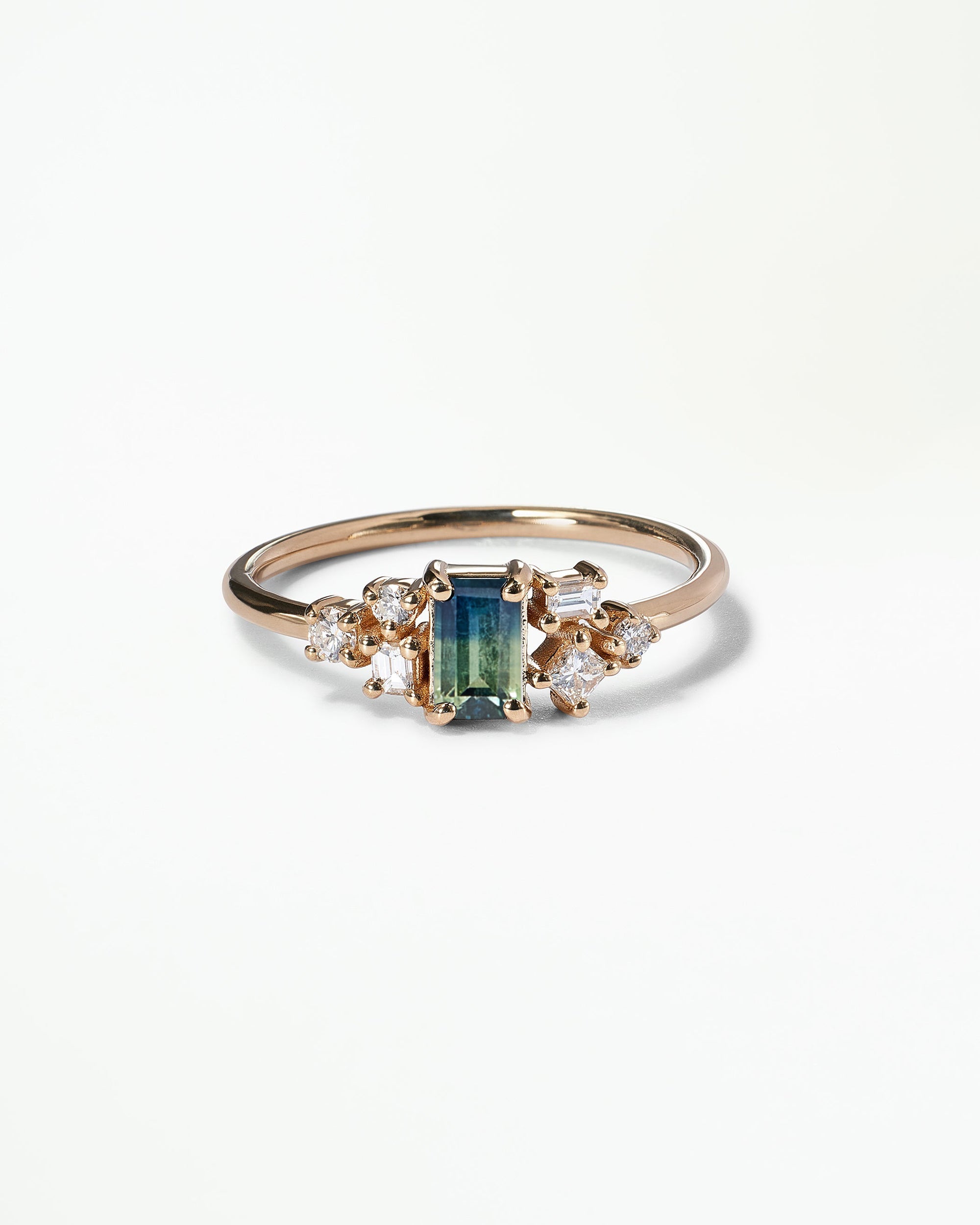Emerald Cut Sapphire and Diamond Mosaic Ring No. 38