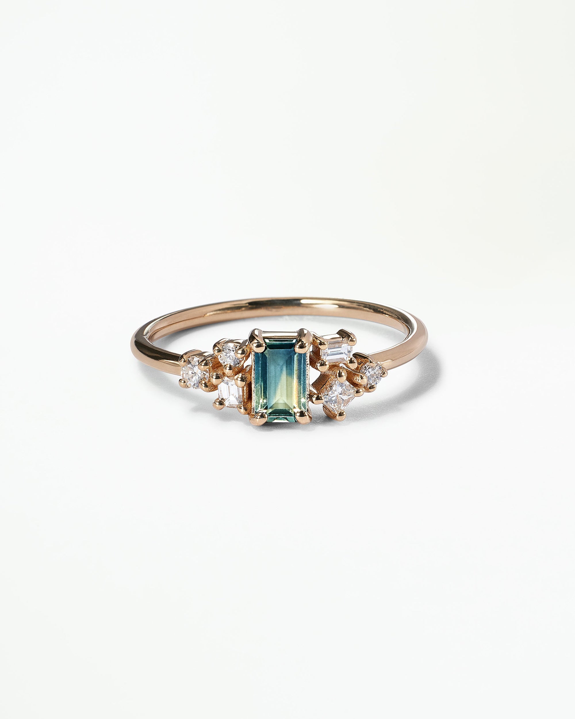 Emerald Cut Sapphire and Diamond Mosaic Ring No. 38