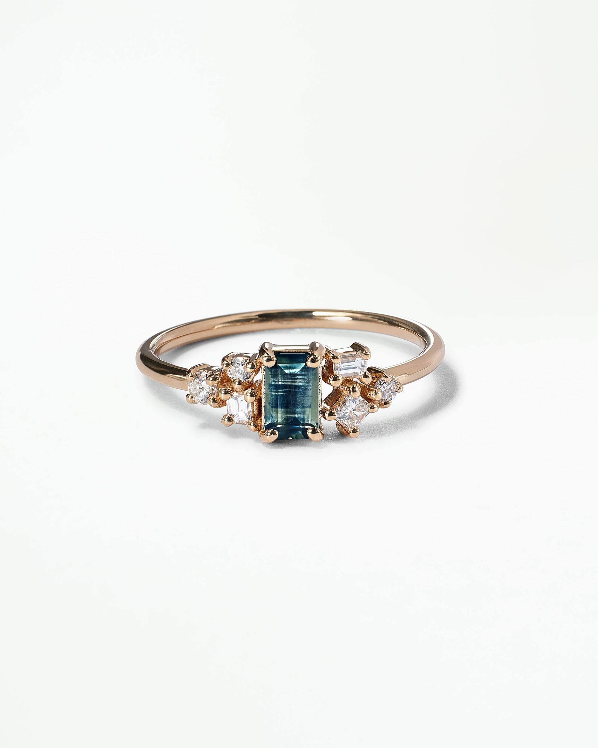 Emerald Cut Sapphire and Diamond Mosaic Ring No. 38