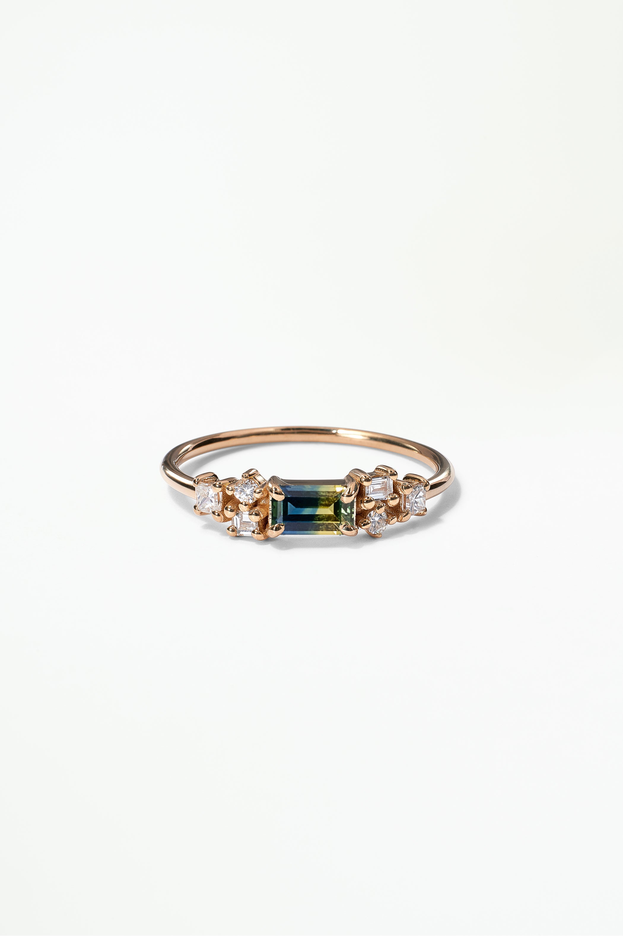 Emerald Cut Sapphire and Diamond Mosaic Ring No. 39