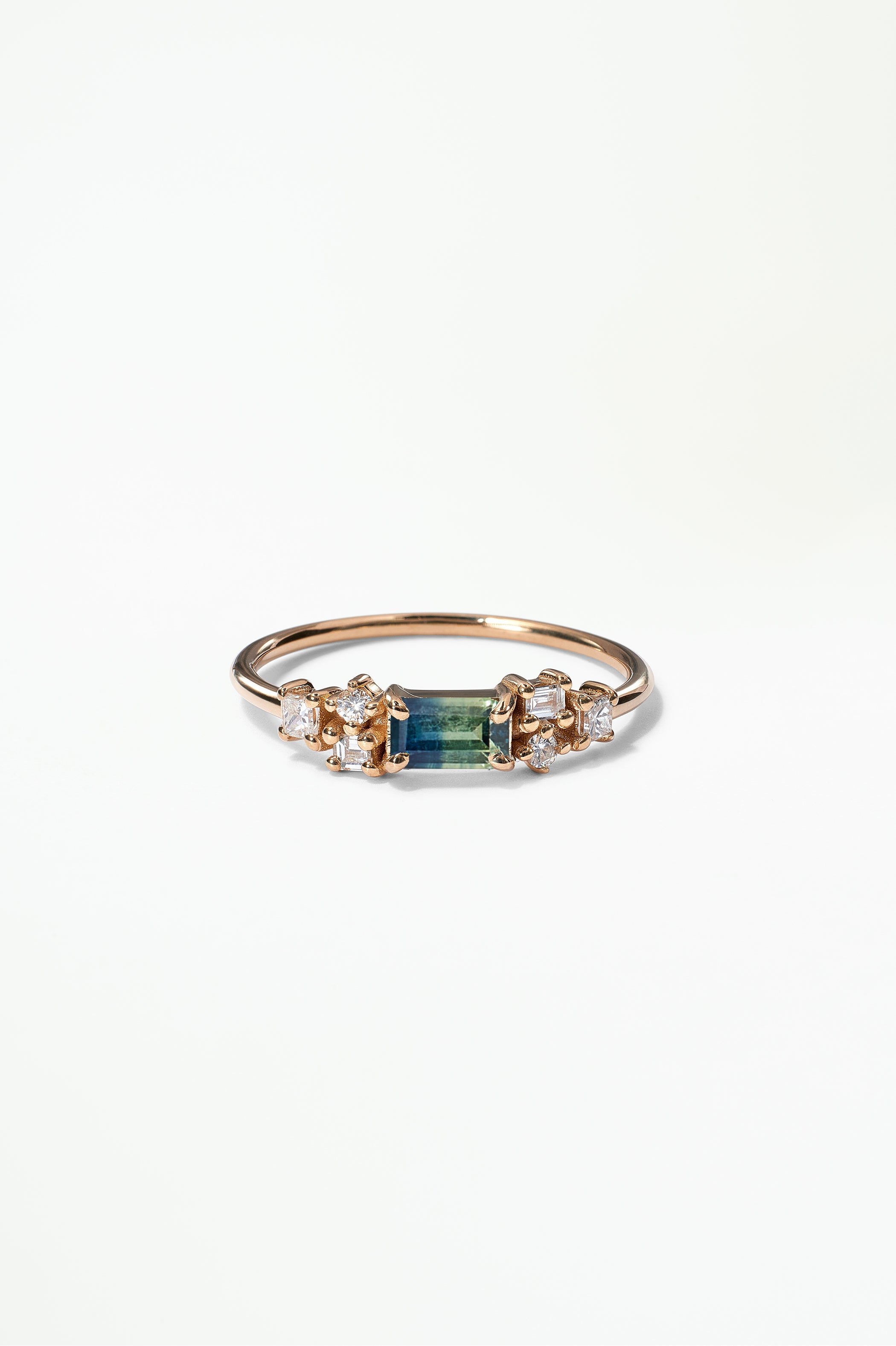 Emerald Cut Sapphire and Diamond Mosaic Ring No. 39