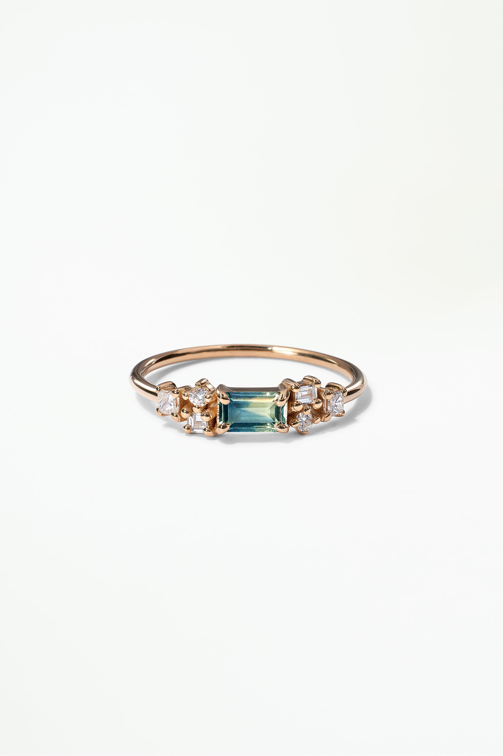 Emerald Cut Sapphire and Diamond Mosaic Ring No. 39
