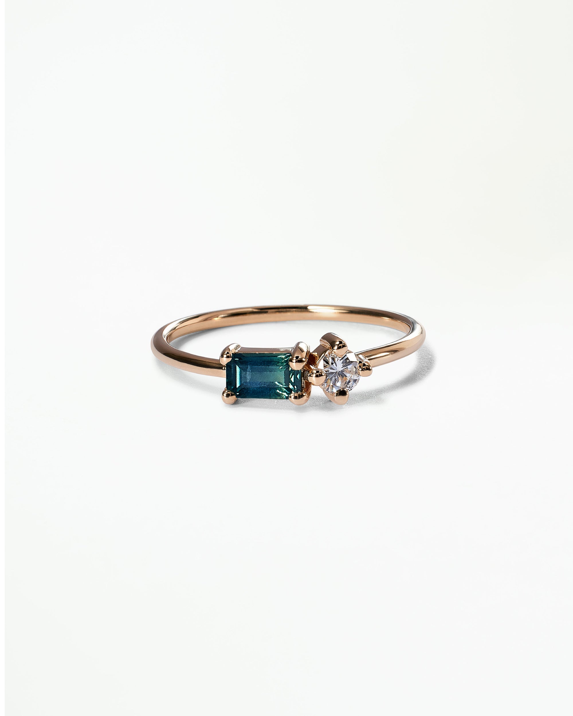 Emerald Cut Sapphire and Diamond Mosaic Ring No. 43