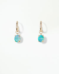 Graduated Diamond and Opal Hoop Earring