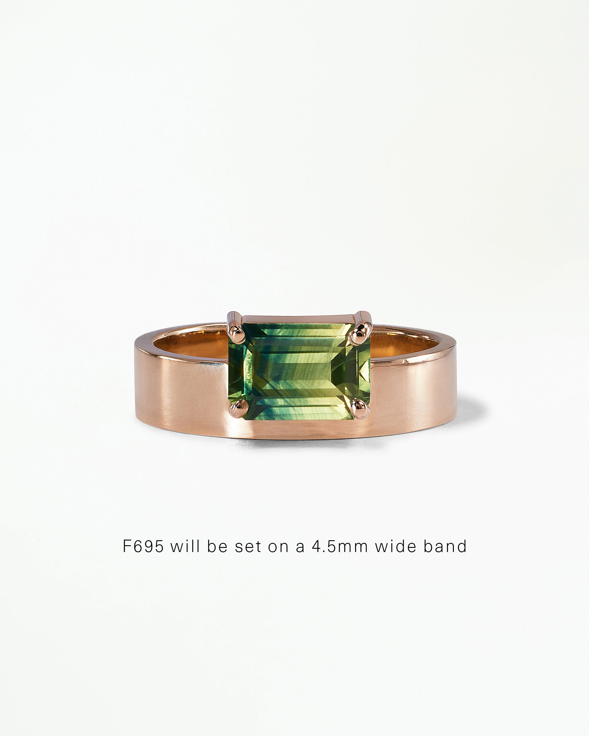 Horizontal Emerald Cut Gemstone Monolith Ring