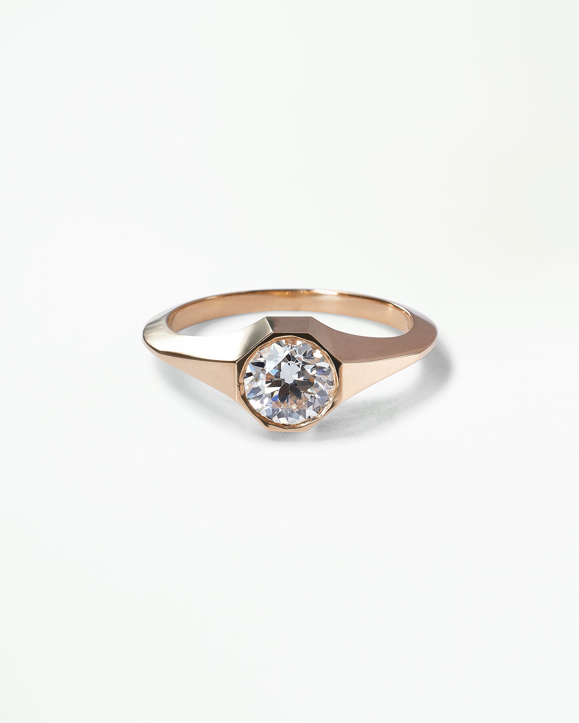 Large Old Euro Cut Diamond Signet Ring