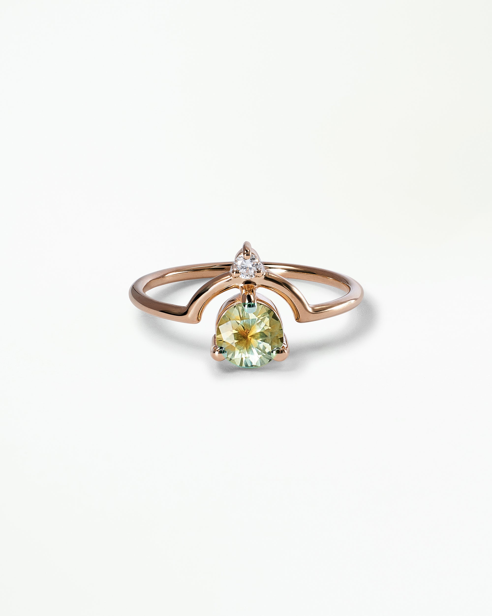 Medium Round Cut Sapphire and Diamond Nestled Ring