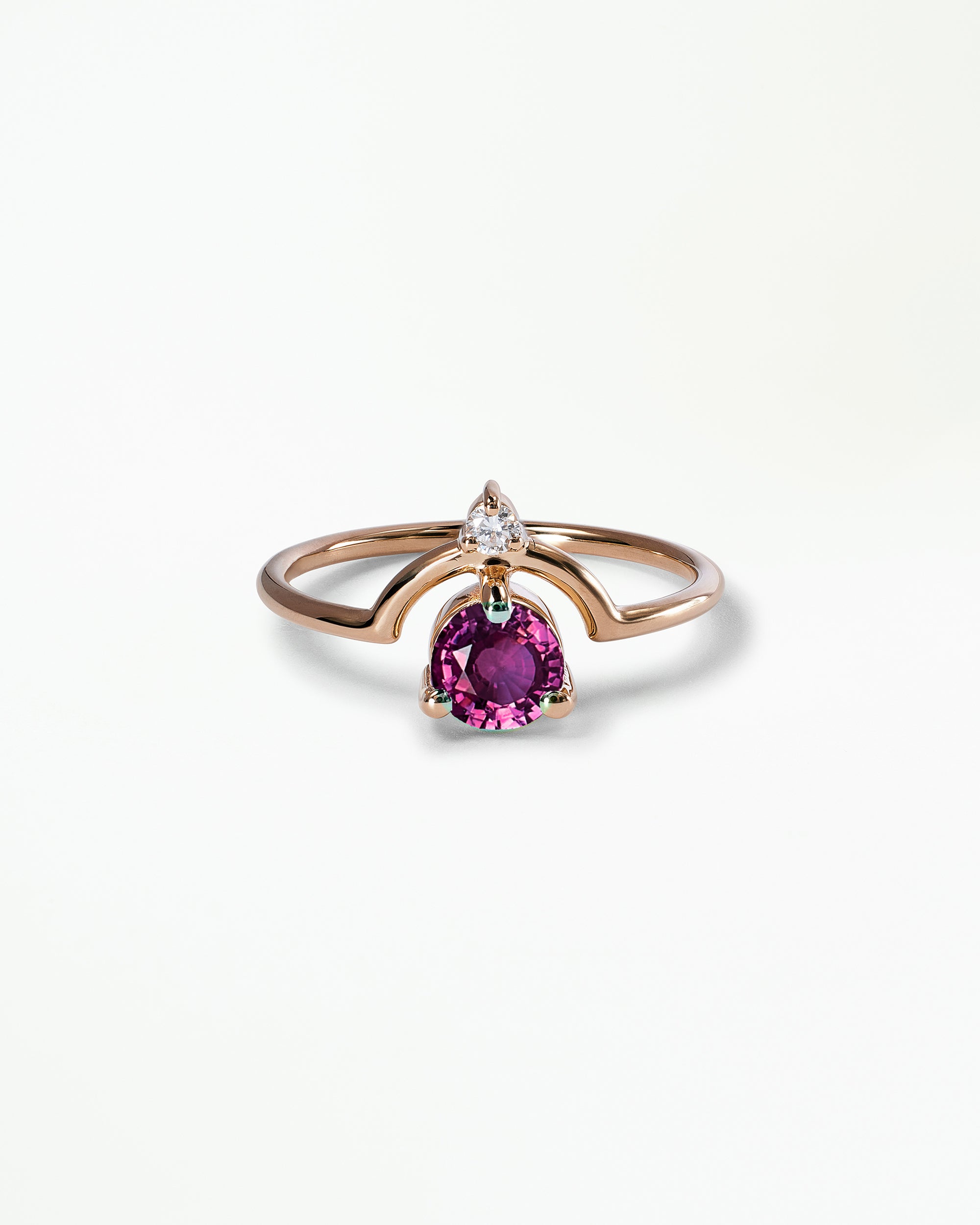 Medium Round Cut Sapphire and Diamond Nestled Ring