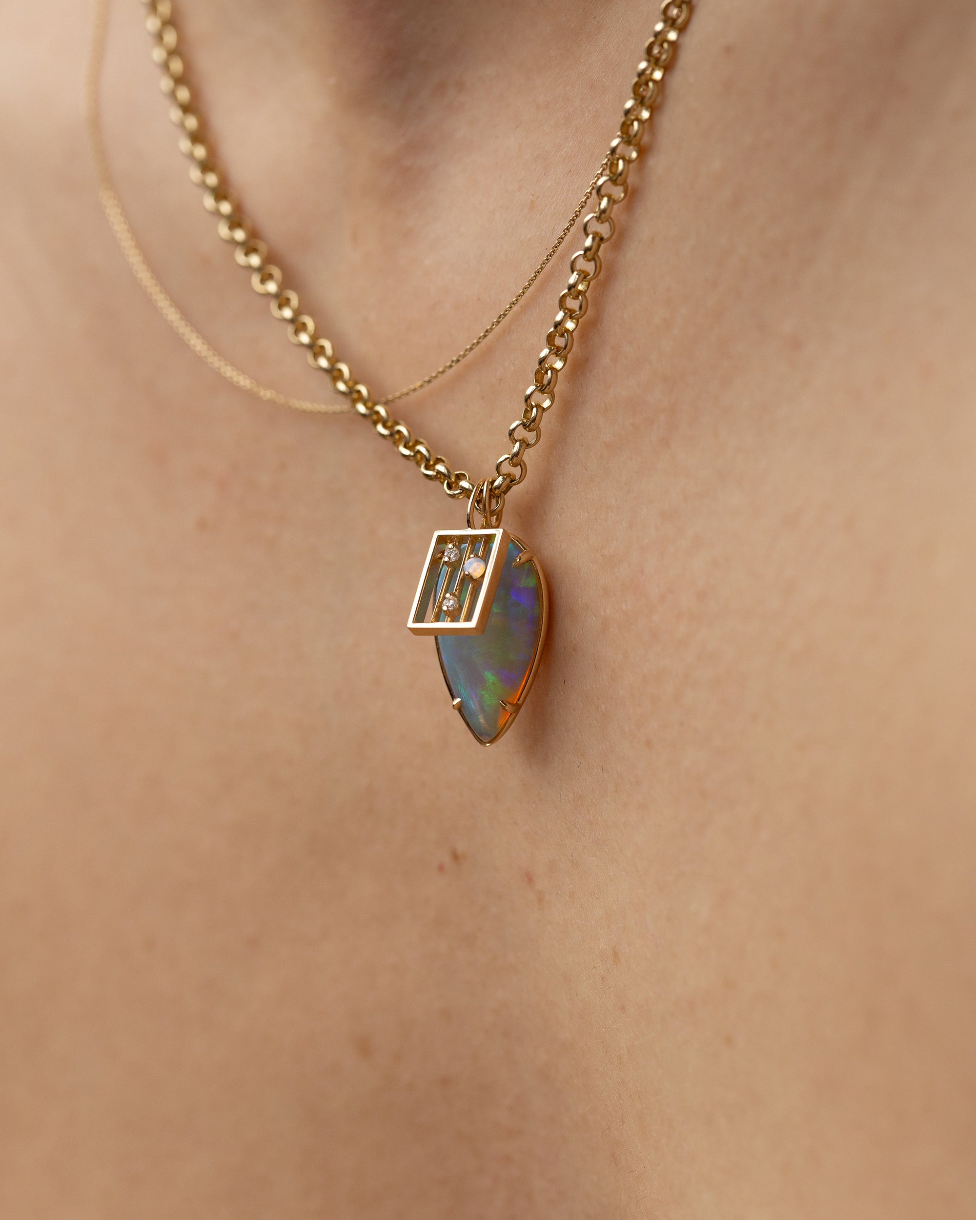 Opal and Diamond Drift Pendant