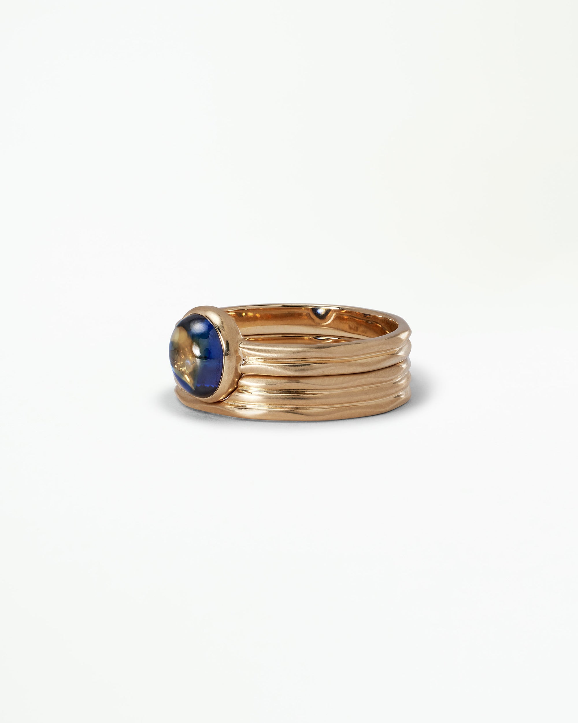 Oval Cabochon Sapphire Ridge Set Ring No. 9