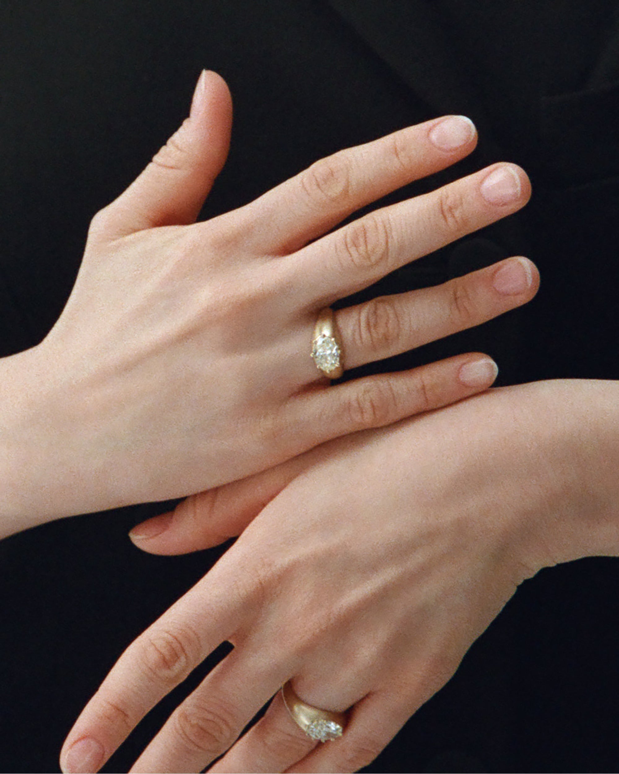 Oval Cut Diamond Beaded Signet Ring No. 1