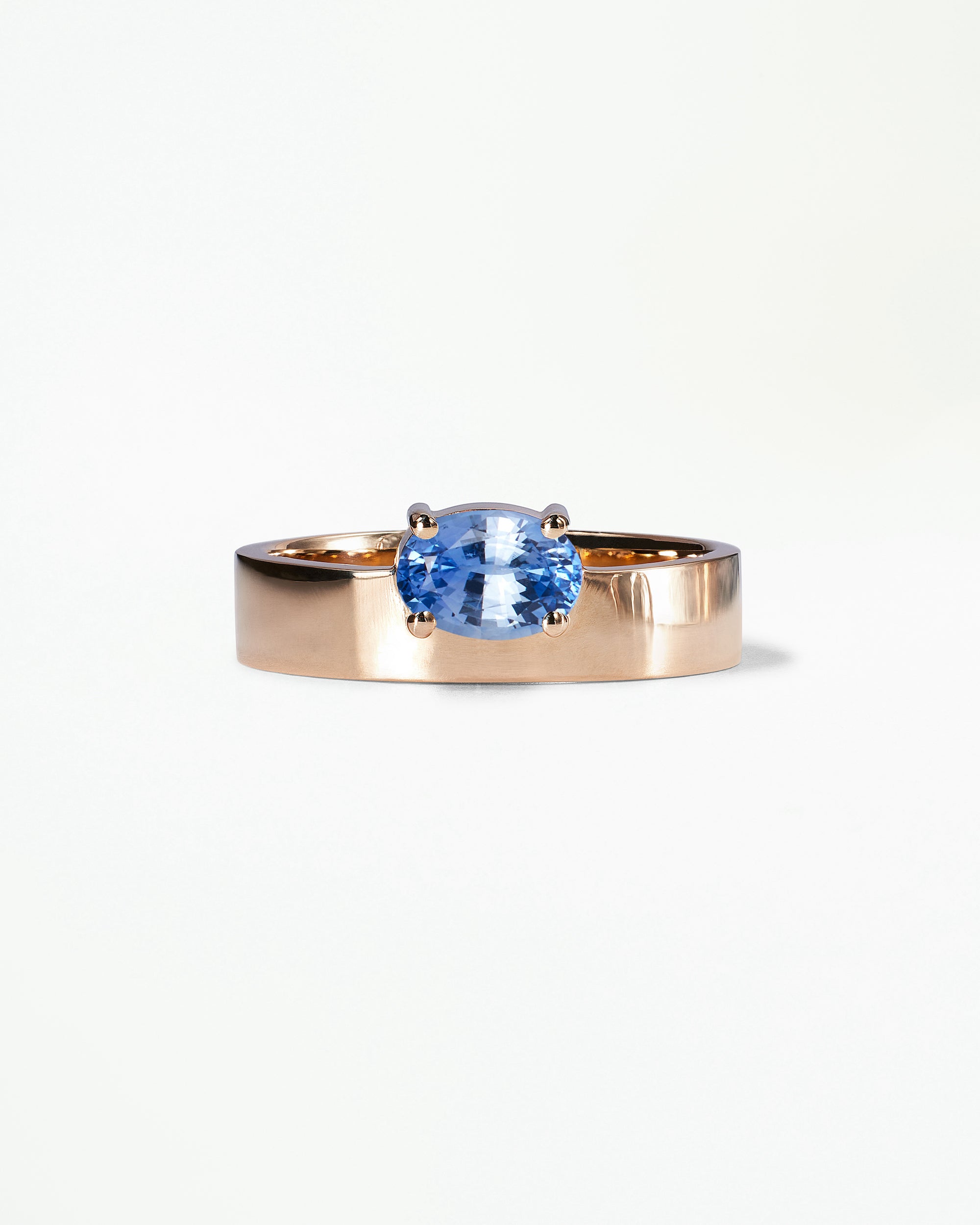 Horizontal Oval Cut Gemstone Monolith Ring