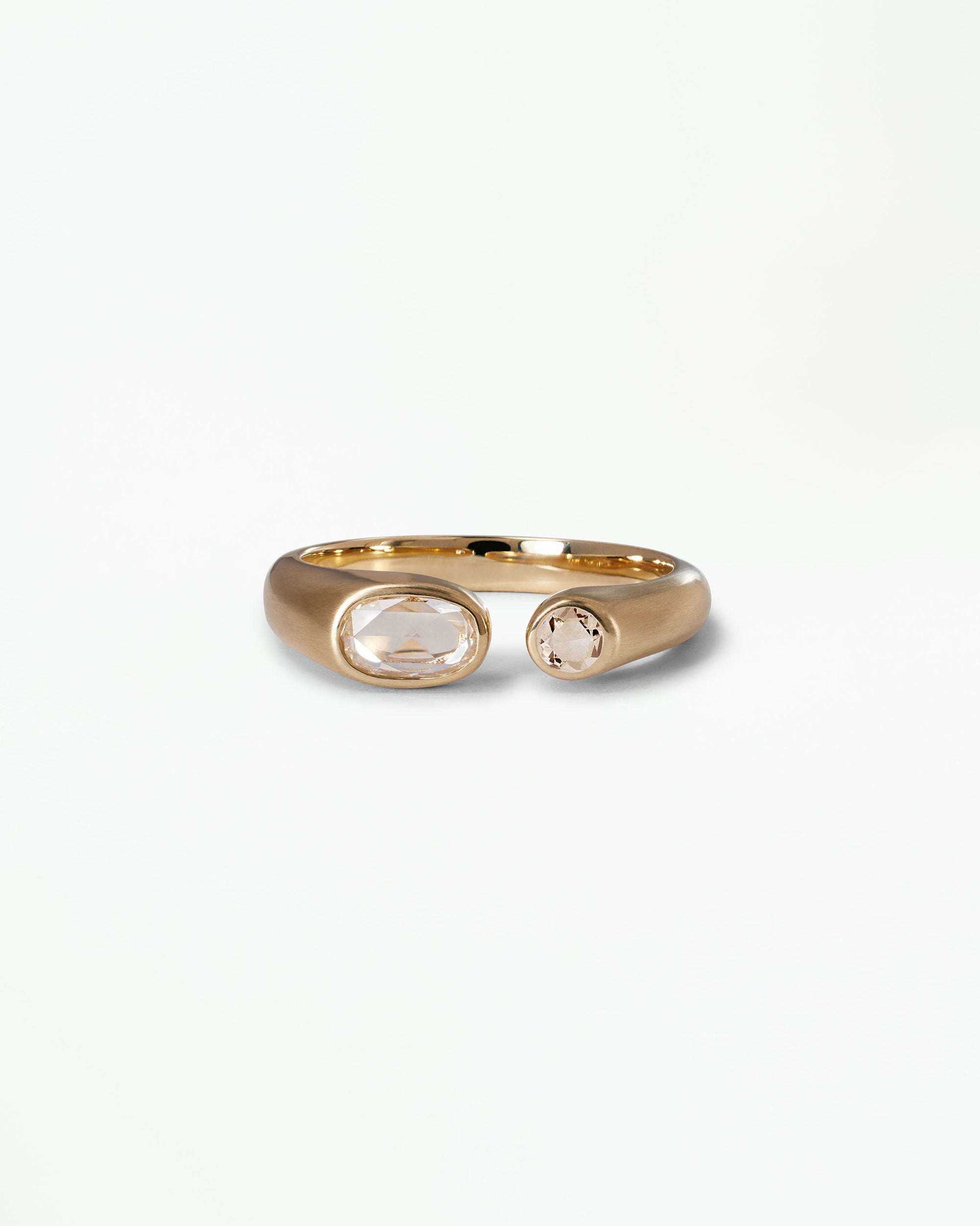 Oval Rose Cut Diamond Dyad Signet Ring