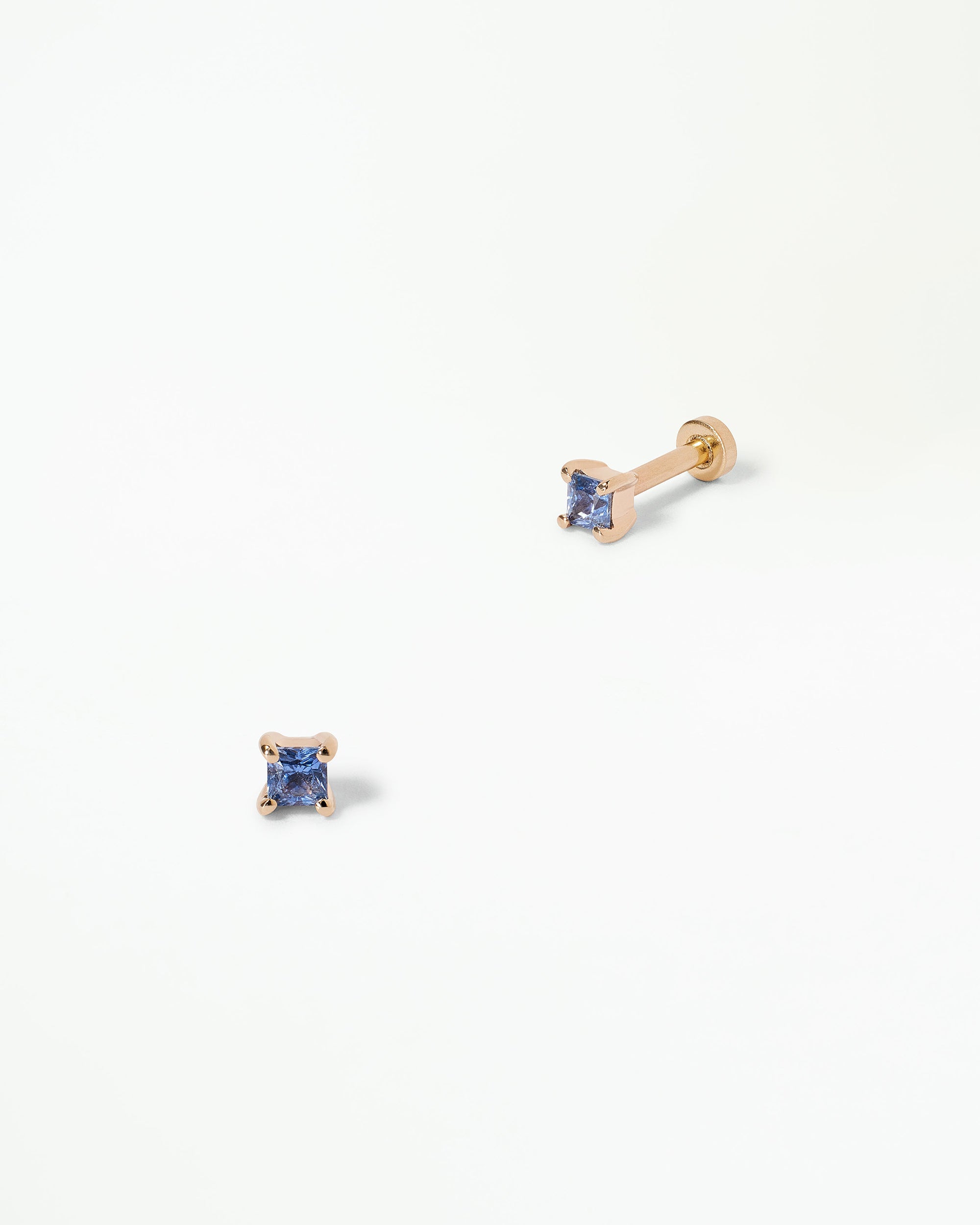 Princess Cut Sapphire Stud Flat Back Earring