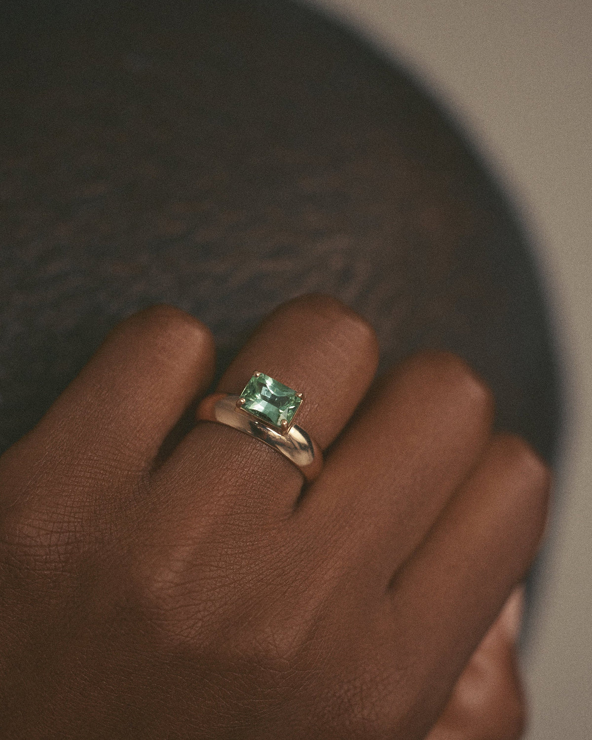 Radiant Cut Tourmaline Dome Monolith Ring