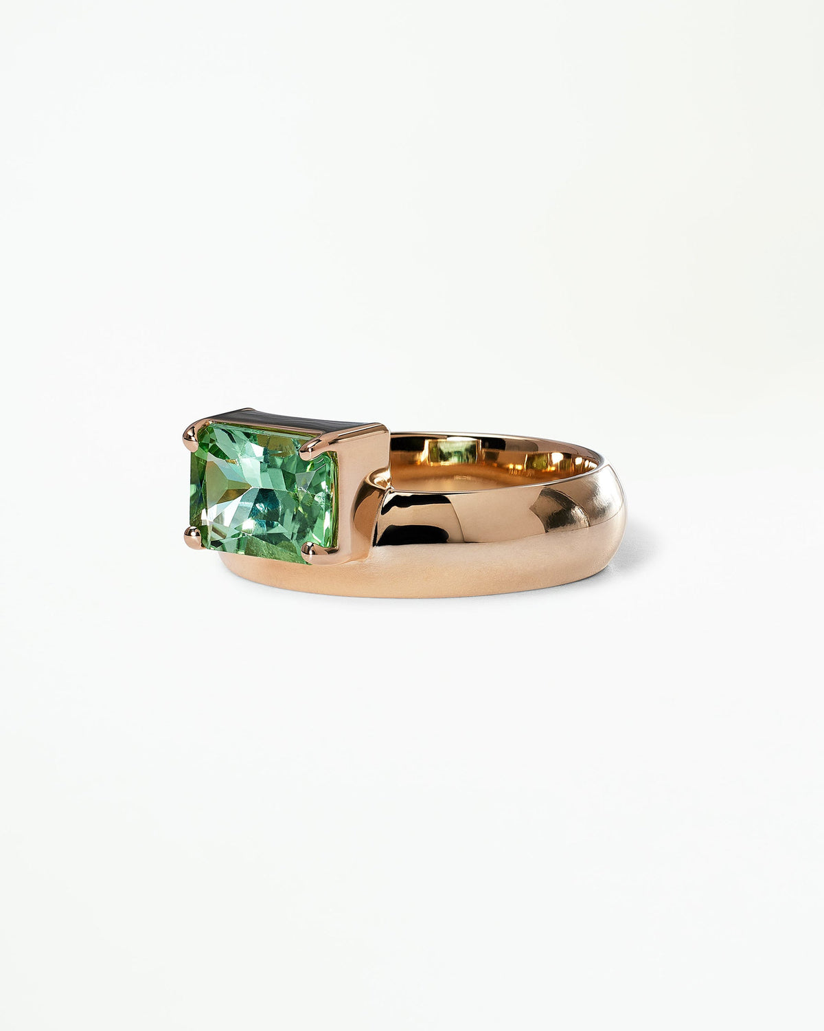 Radiant Cut Tourmaline Dome Monolith Ring