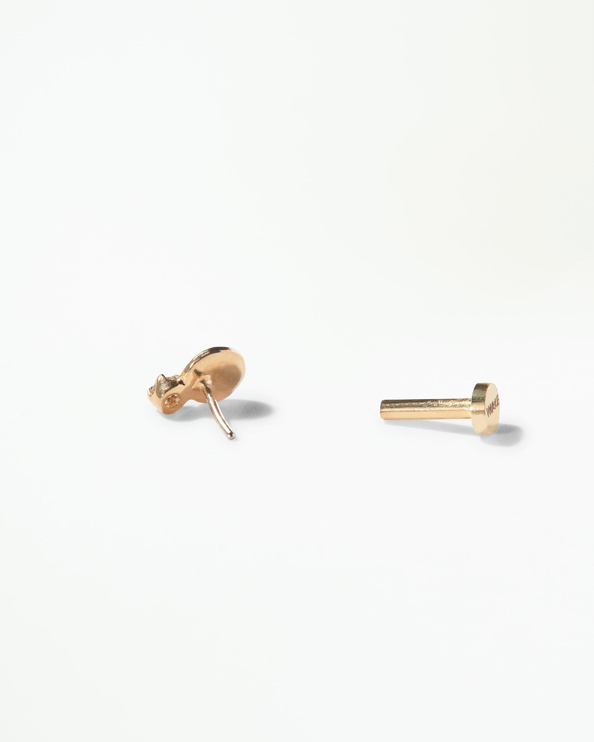 Small Diamond Disc Stud Flat Back Earring