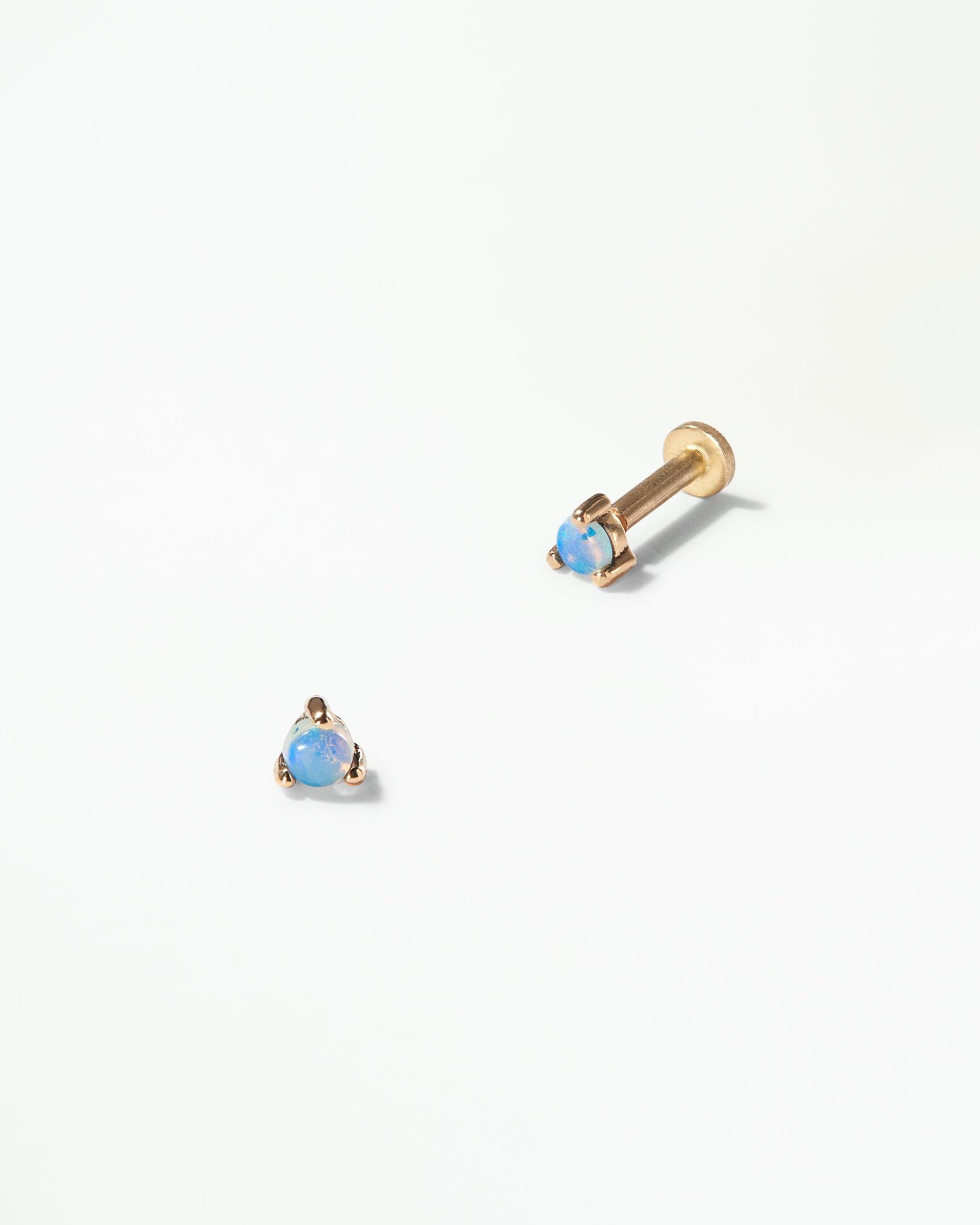 Small Opal Stud Flat Back Earring