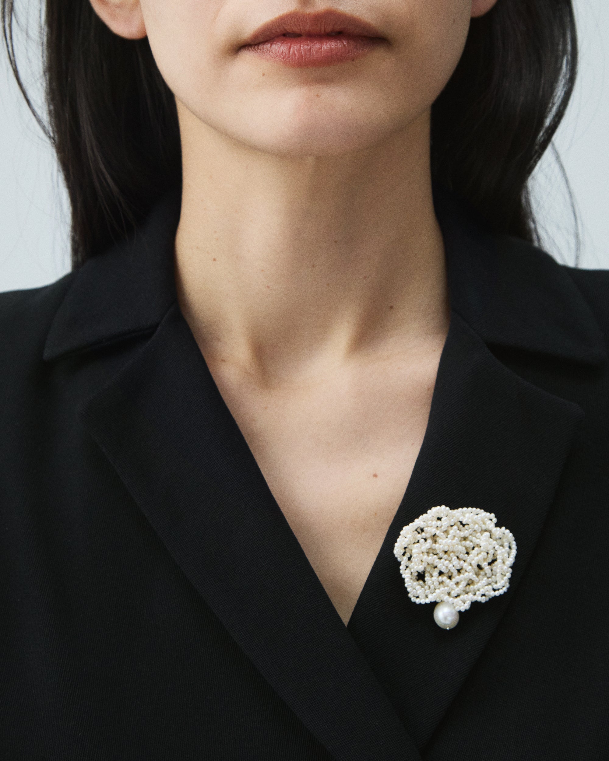 Small Pearl Crocheted Brooch