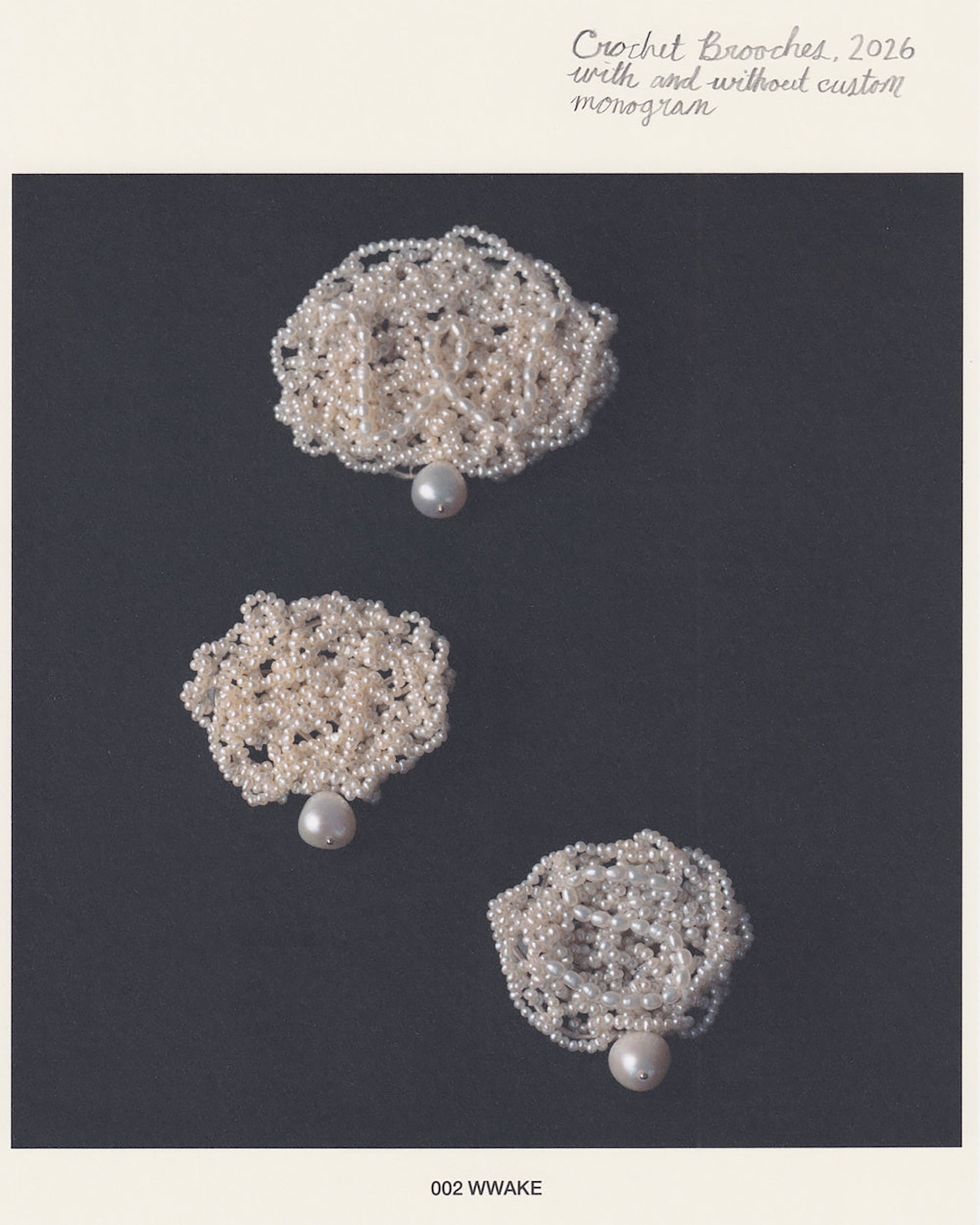 Small Pearl Crocheted Brooch